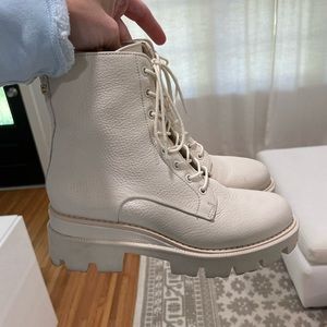 Cream combat boots